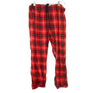 Red Black Plaid Flannel Lounge Pants  drawstring Size 2x